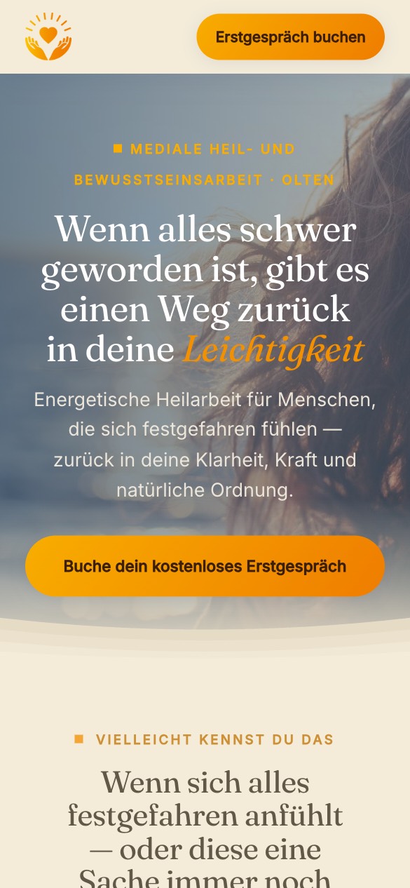 Webseite von Franziska Fuchs, Spirituelle Heilarbeit, auf dem Handy, gebaut vom Frequenz-Prinzip